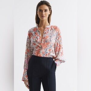 REISS HALLIE MEADOW PRINT SPLIT CUFF SHIRT